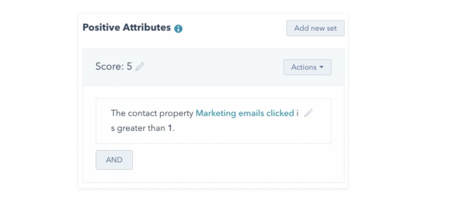Lead scoring attributes in HubSpot