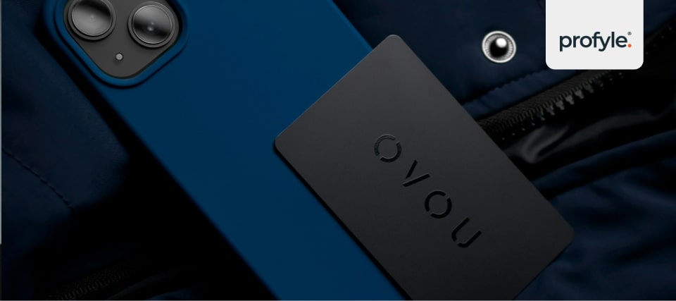 A business card ready to be scanned with an app