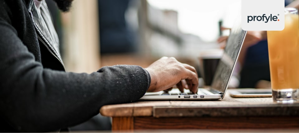 A businessman using AI to create a business card