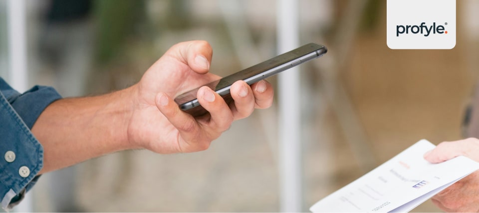 An user scanning a QR code