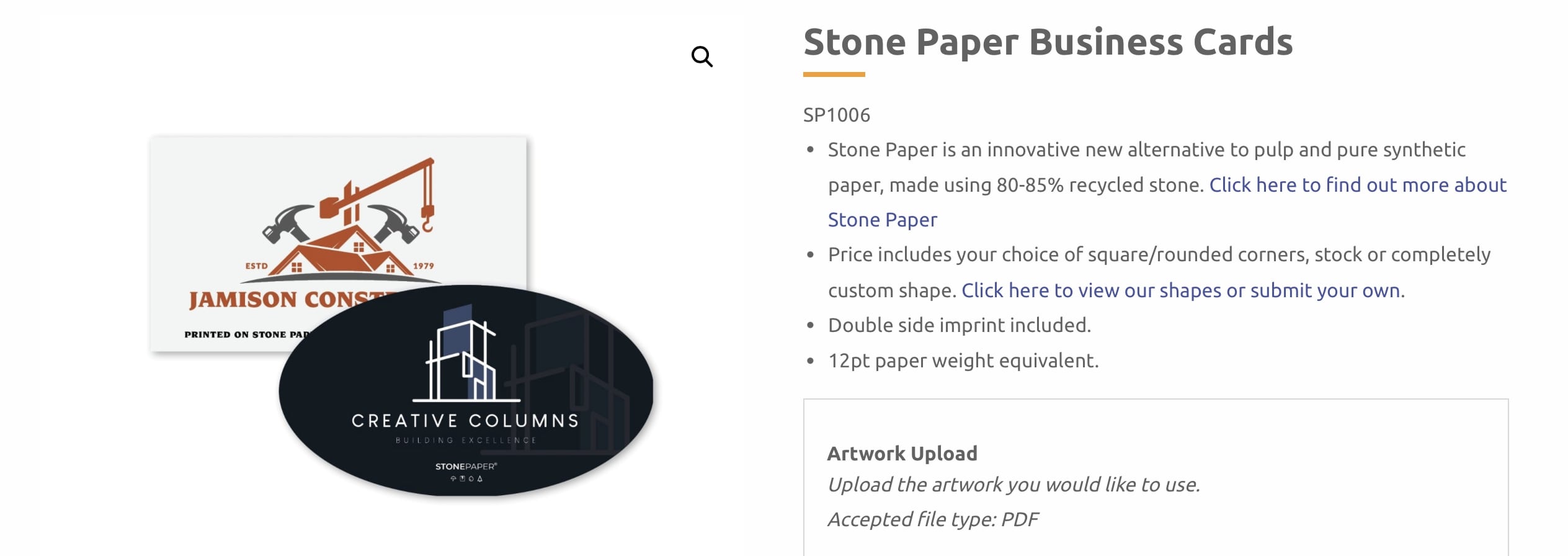 stone paper business cards