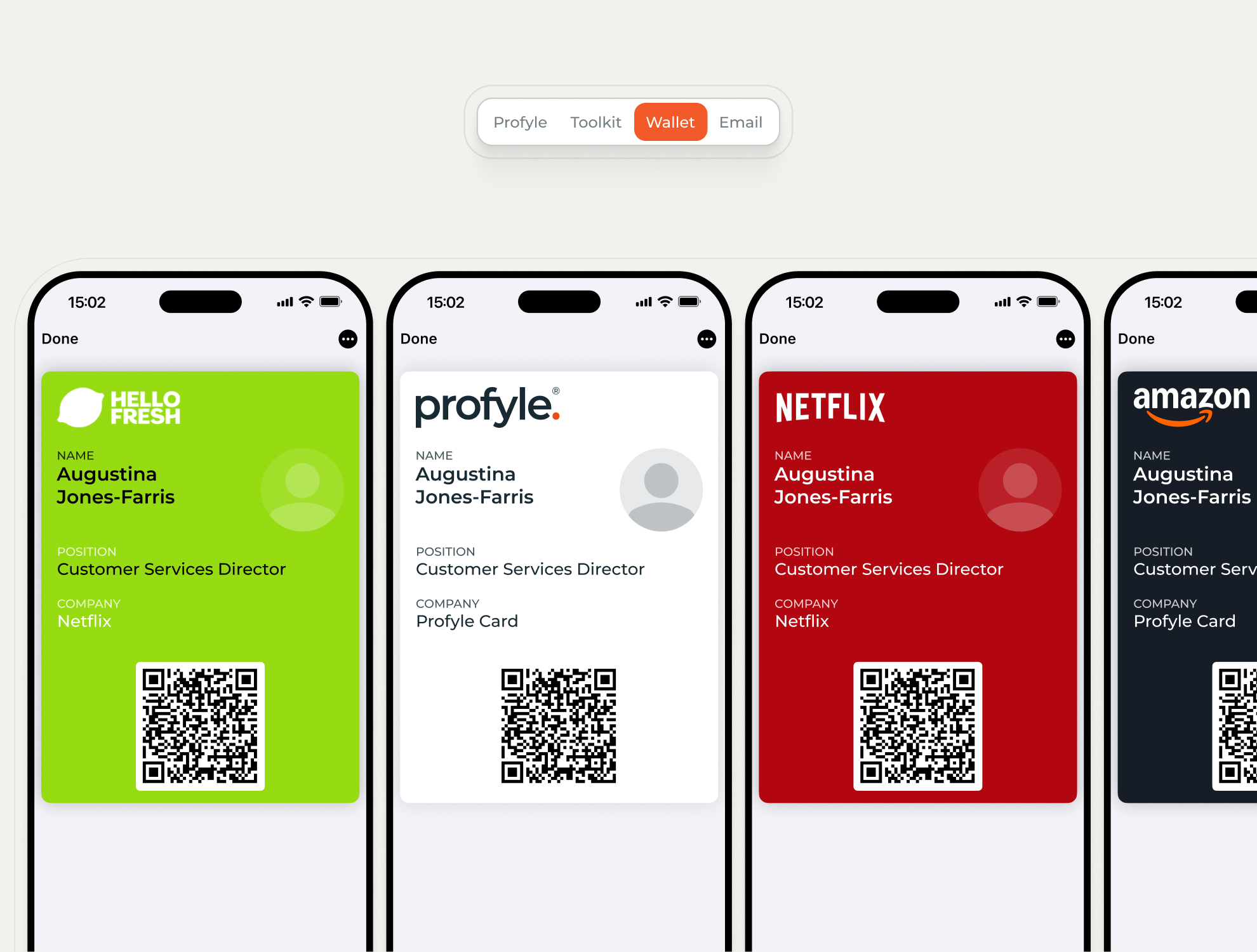 smart business cards from Profyle in an Apple Wallet 