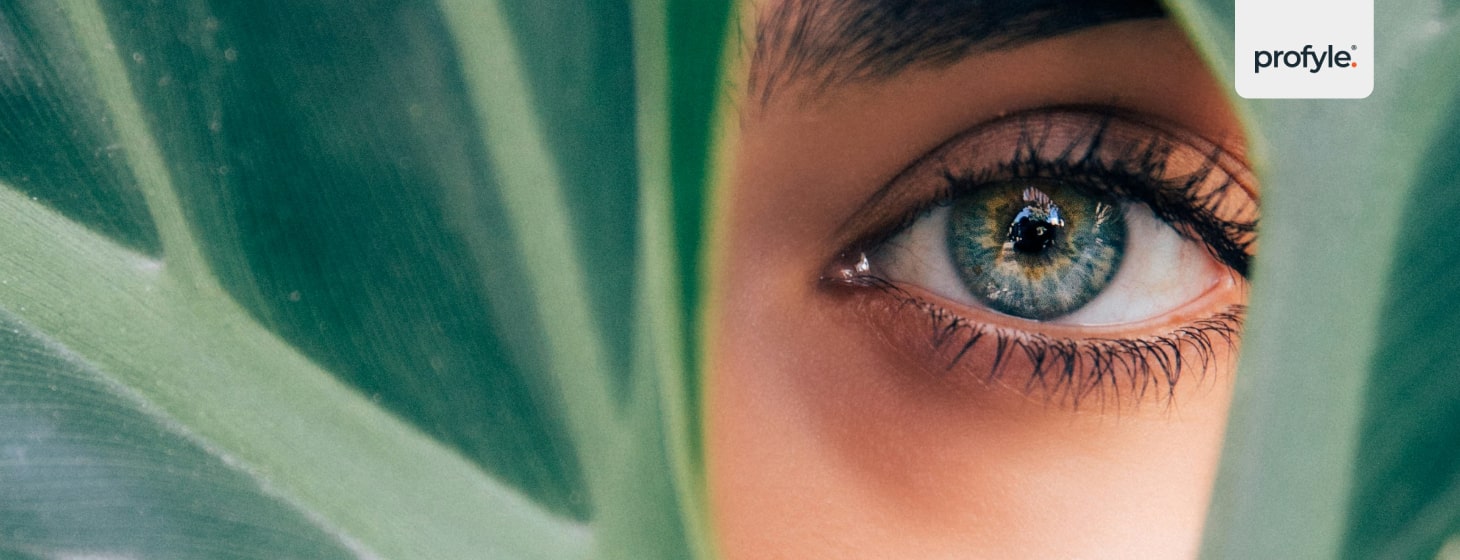 An eye of a consumer in the middle of greenery